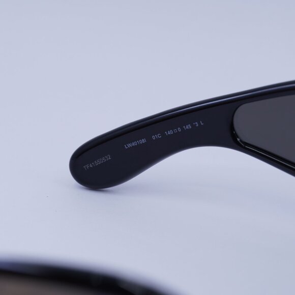 Loewe LW40108I 01C Sunglasses Black/Silver Shield Frame, Grey Lenses - Picture 7 of 11